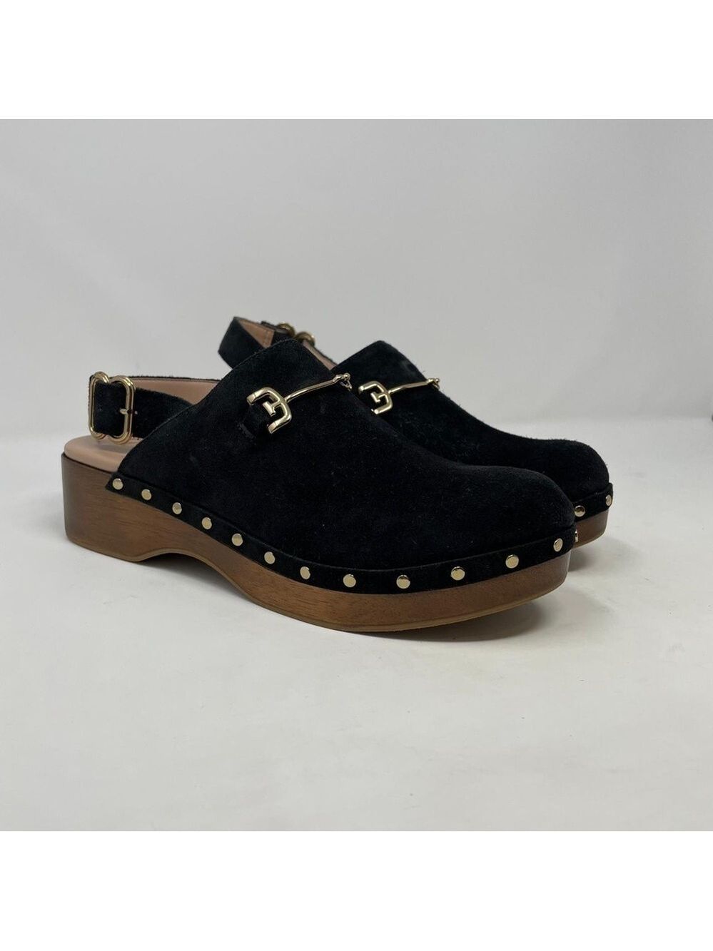 Sam Edelman Hilda Suede Studded Bit Buckle Platform Clogs - NWT - Picture 6 of 12